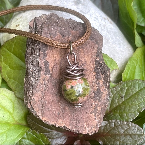 5 For $25💫Wrapped Unakite Stone Pendant Necklace - Picture 5 of 6